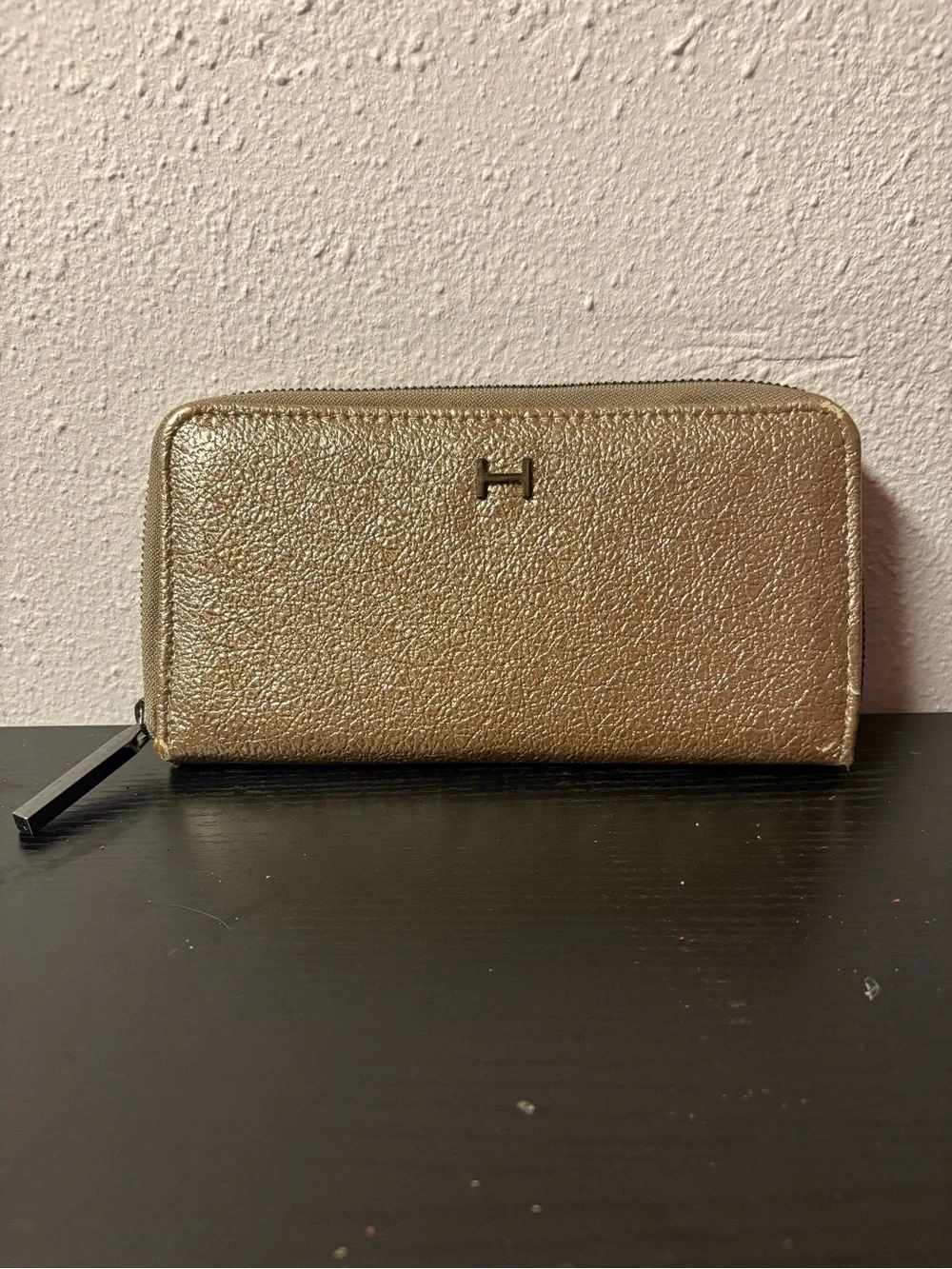 Taupe Pebbled Zip Around Wallet Organizer Neutral